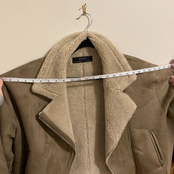 Zara Shearling Faux Suede Bomber Jacket in XXL (lightly worn) - Picture 3 of 5